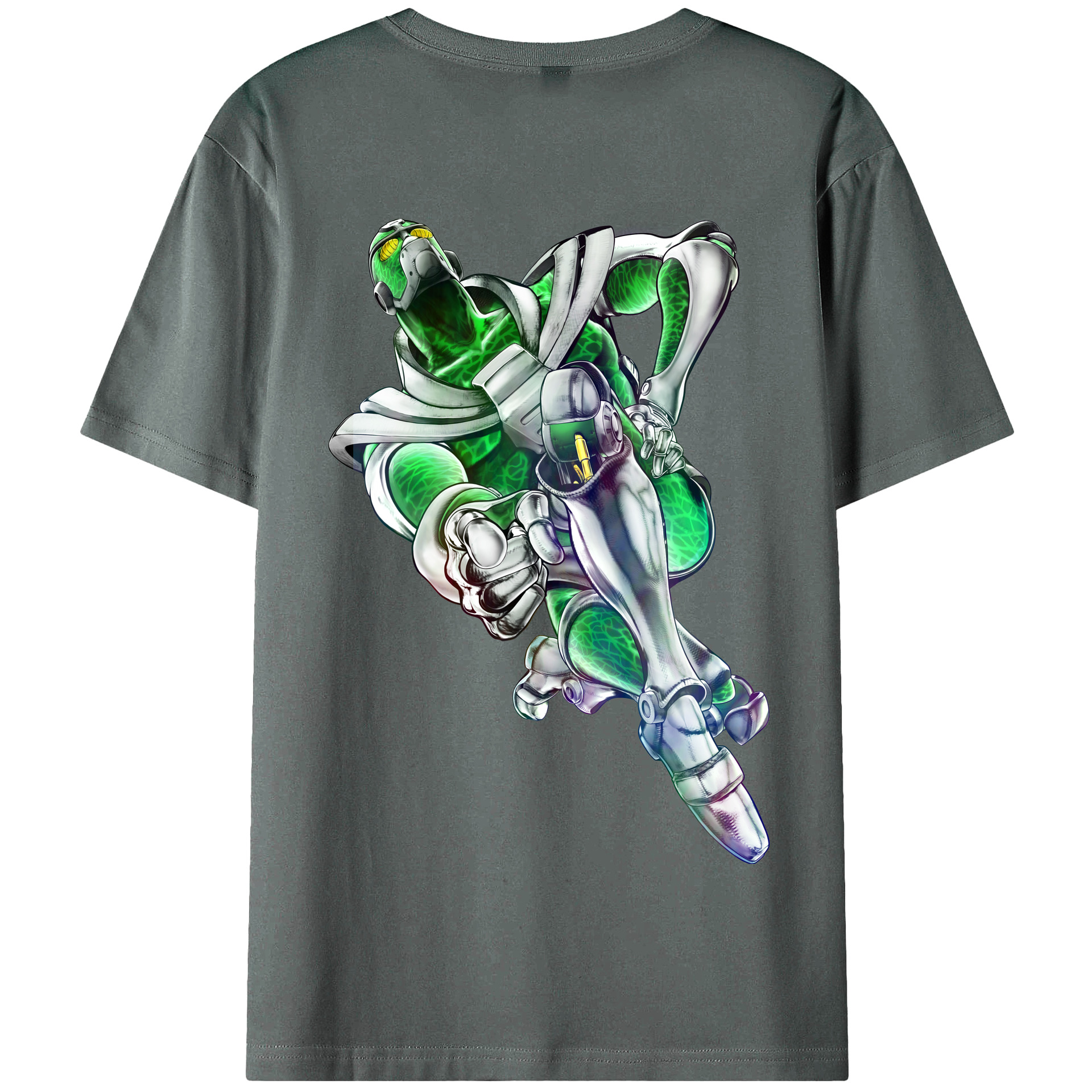 （画像用） ジョジョの奇妙な冒険 花京院 典明（かきょういん のりあき） JoJo's Bizarre Adventure Kakyoin Noriaki 綿100％半袖Tシャツ（背面プリント）
